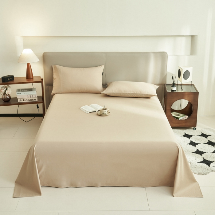 91家纺网 家纺一手货源 找家纺 寐绸家纺 2025新款纯棉13372水洗棉单床单 纯色床单-古巴砂