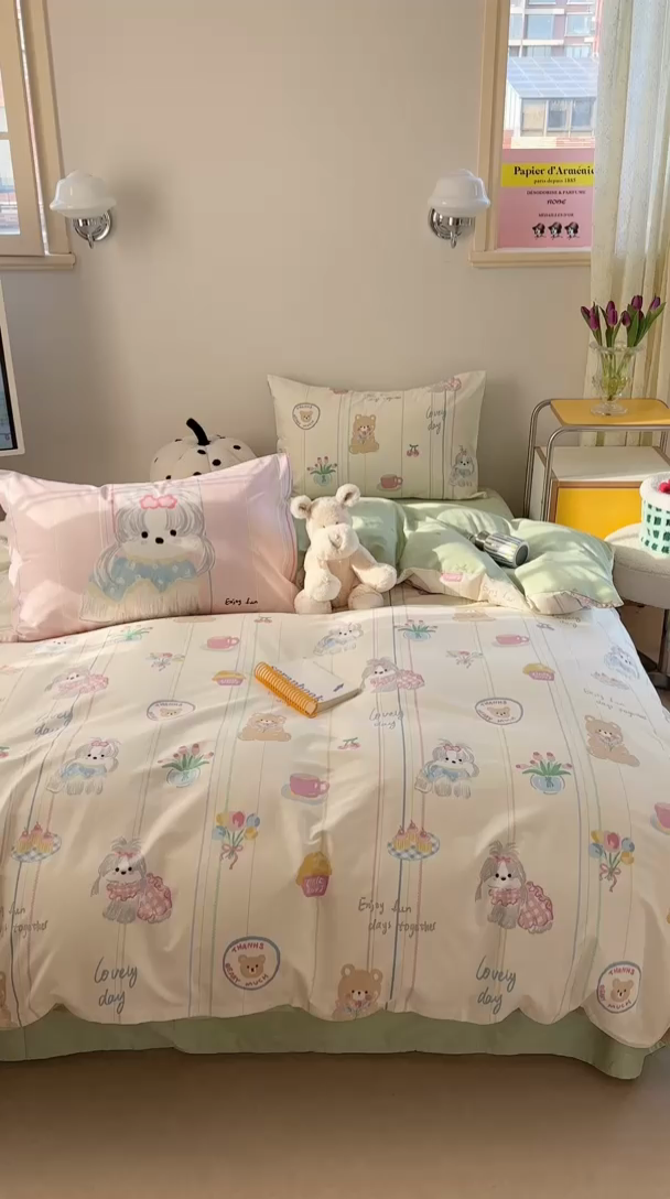 91家纺网 家纺一手货源 找家纺 时年家纺 2025新款全棉数码趣味系列3.0 四件套 甜点乐园