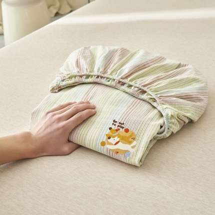 91家纺网 家纺一手货源 找家纺 （总）寐绸家纺 2025新款纯棉色织水洗棉竖条单床笠