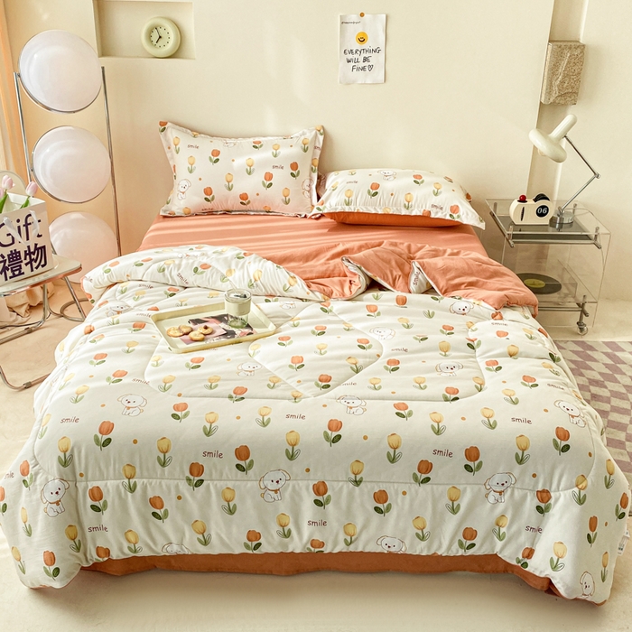91家纺网 家纺一手货源 找家纺 宜家坊 2025新款水洗棉糯小棉夏被夏被四件套四季被春秋被单人学生双人被子被芯 旺事如意