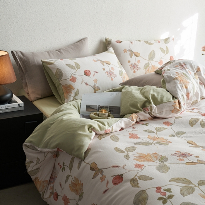 91家纺网 家纺一手货源 找家纺 时年家纺 2025零汗纱™数码印花系列套件 绿野漫屿