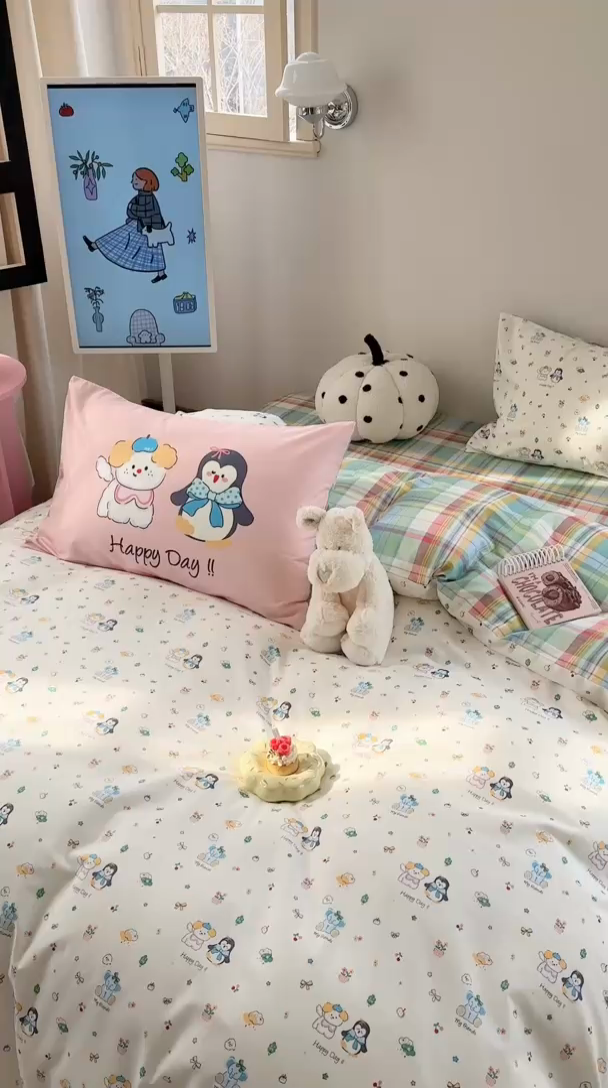 91家纺网 家纺一手货源 找家纺 时年家纺 2025新款全棉数码趣味系列3.0 四件套 快乐宠物