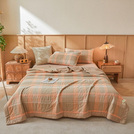 猎鹿人家纺 A类水洗棉新疆棉花夏被 夏日芳华-橙