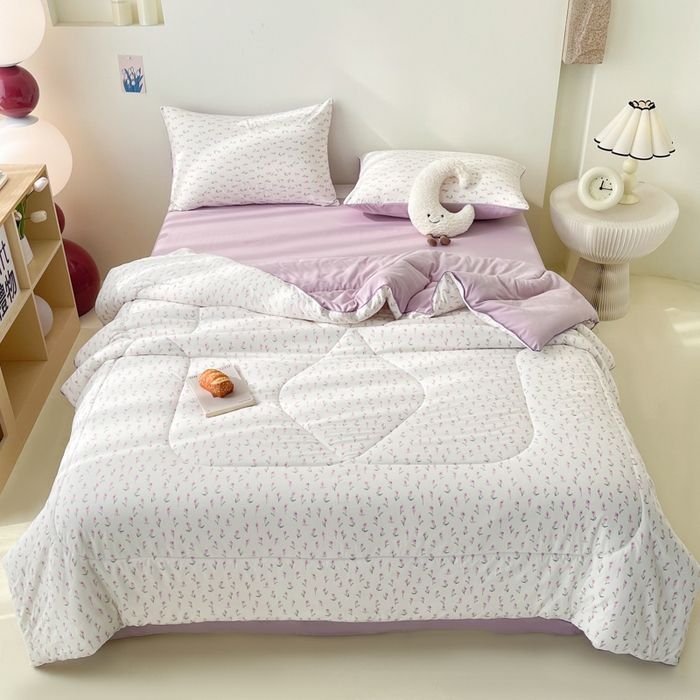 91家纺网 家纺一手货源 找家纺 宜家坊 2025新款水洗棉糯小棉夏被夏被四件套四季被春秋被单人学生双人被子被芯 郁金香花海