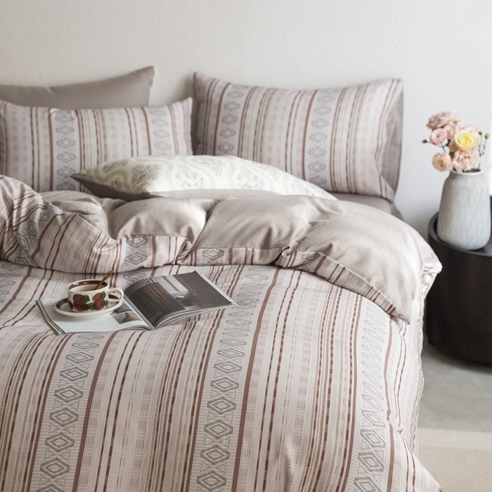 91家纺网 家纺一手货源 找家纺 时年家纺 2025零汗纱™数码印花系列套件 逸彩-咖