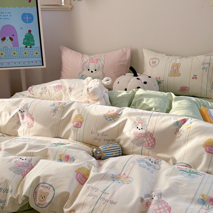 91家纺网 家纺一手货源 找家纺 时年家纺 2025新款全棉数码趣味系列3.0 四件套 甜点乐园