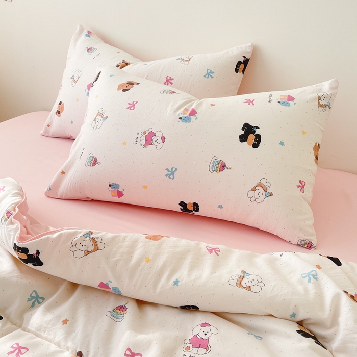 91家纺网 家纺一手货源 找家纺 宜家坊 2025新款水洗棉糯小棉夏被夏被四件套四季被春秋被单人学生双人被子被芯 狗狗家族