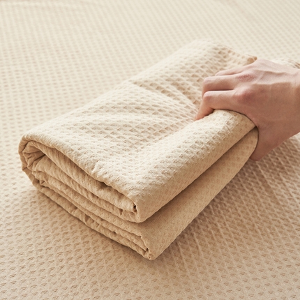 寐绸家纺 2025新款纯棉华夫格床单 纯棉华夫格床单-杏色