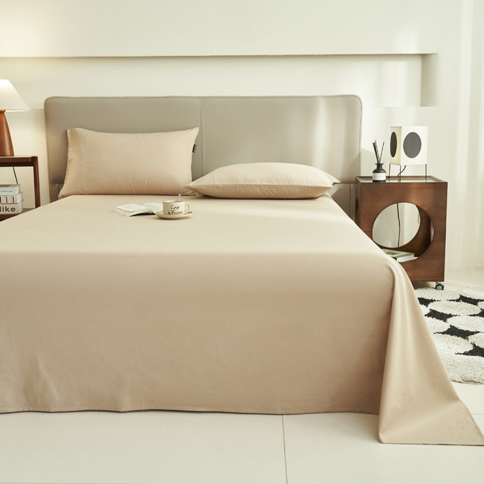 91家纺网 家纺一手货源 找家纺 寐绸家纺 2025新款纯棉13372水洗棉单床单 纯色床单-古巴砂