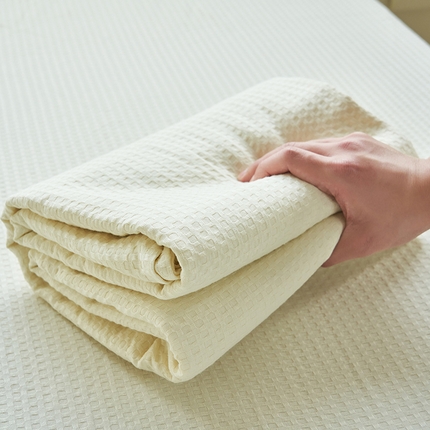 寐绸家纺 2025新款纯棉华夫格床单 纯棉华夫格床单-本白