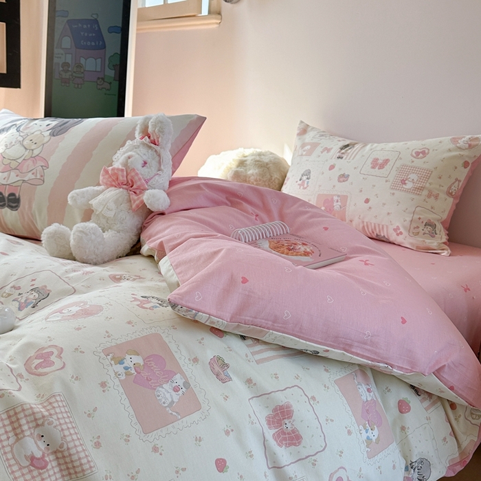 91家纺网 家纺一手货源 找家纺 时年家纺 2025新款全棉数码趣味系列3.0 四件套 萝莉伙伴