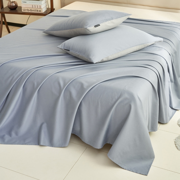 91家纺网 家纺一手货源 找家纺 寐绸家纺 2025新款纯棉13372水洗棉单床单 纯色床单-礁石灰