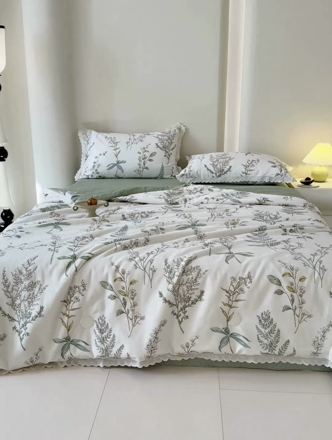 91家纺网 家纺一手货源 找家纺 被窝家纺 2025新款全棉花边大豆夏被四件套 春涧
