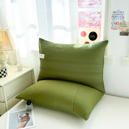 91家纺网 家纺一手货源 找家纺 眠博士 2025新款全棉华夫格麦穗枕套 华夫格枕套-麦穗军绿