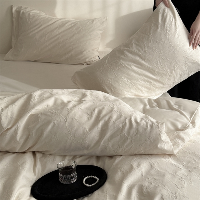 91家纺网 家纺一手货源 找家纺 （总）鹿班家居 2025春夏新款云感超柔厚织提花浮雕系列四件套-梦境卷尾（标准会员-20元）