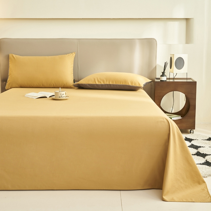 91家纺网 家纺一手货源 找家纺 寐绸家纺 2025新款纯棉13372水洗棉单床单 纯色床单-暗木幽香