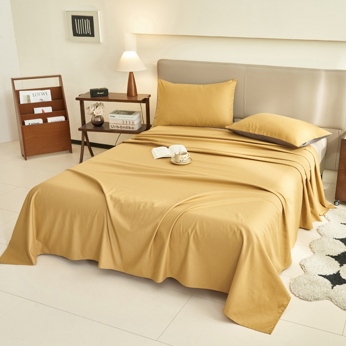 91家纺网 家纺一手货源 找家纺 寐绸家纺 2025新款纯棉13372水洗棉单床单 纯色床单-暗木幽香