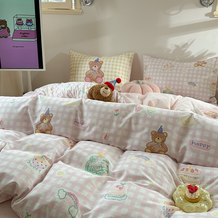 91家纺网 家纺一手货源 找家纺 时年家纺 2025新款全棉数码趣味系列3.0 四件套 彩虹甜心