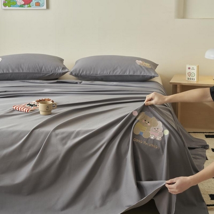 91家纺网 家纺一手货源 找家纺 （总）寐绸家纺 2025新款纯棉水洗棉纯色绣花单床单