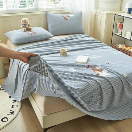 91家纺网 家纺一手货源 找家纺 （总）寐绸家纺 2025新款纯棉色织水洗棉微米格单床单