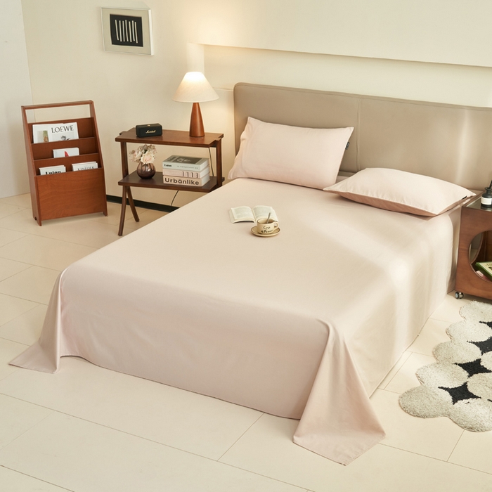 91家纺网 家纺一手货源 找家纺 寐绸家纺 2025新款纯棉13372水洗棉单床单 纯色床单-浮生一梦