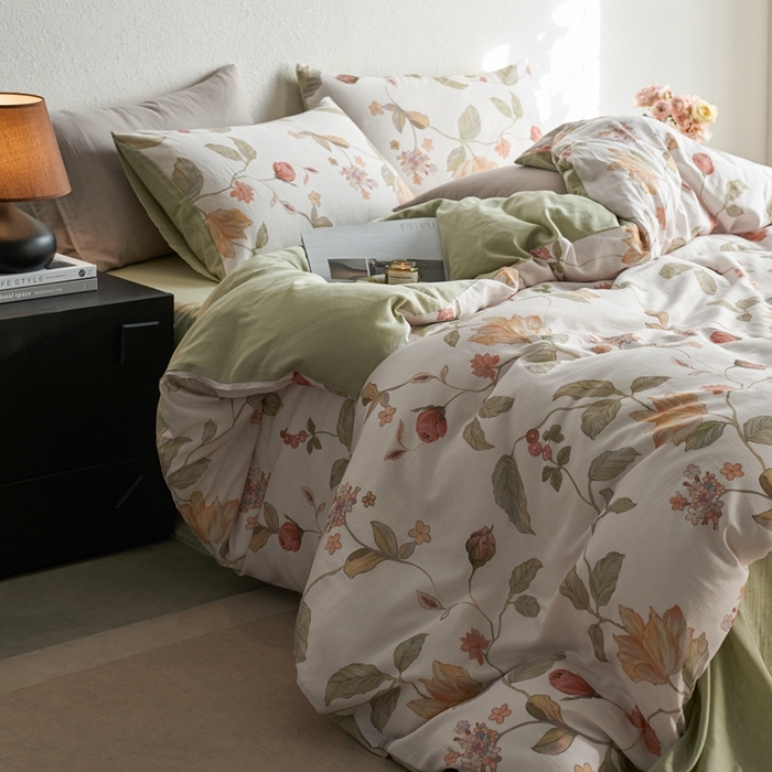 91家纺网 家纺一手货源 找家纺 时年家纺 2025零汗纱™数码印花系列套件 绿野漫屿