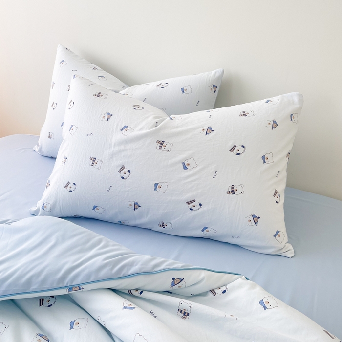 91家纺网 家纺一手货源 找家纺 宜家坊 2025新款水洗棉糯小棉夏被夏被四件套四季被春秋被单人学生双人被子被芯 蓝色小熊