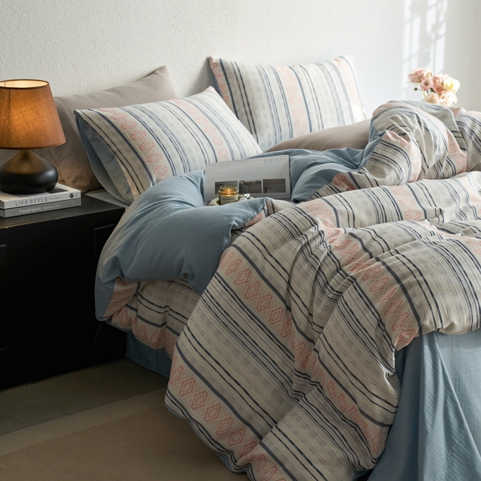 91家纺网 家纺一手货源 找家纺 时年家纺 2025零汗纱™数码印花系列套件 逸彩-蓝