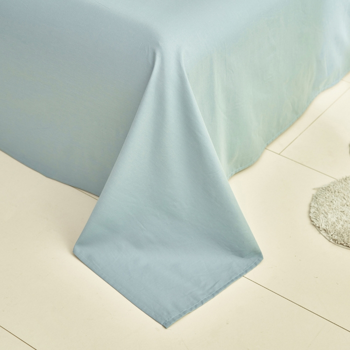 91家纺网 家纺一手货源 找家纺 寐绸家纺 2025新款纯棉13372水洗棉单床单 纯色床单-安然蓝