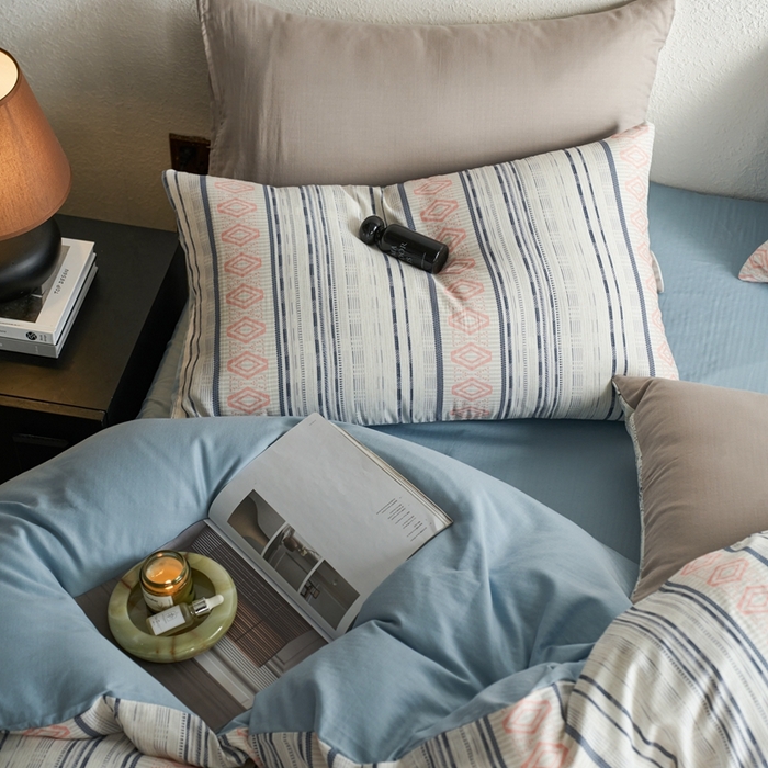 91家纺网 家纺一手货源 找家纺 时年家纺 2025零汗纱™数码印花系列套件 逸彩-蓝