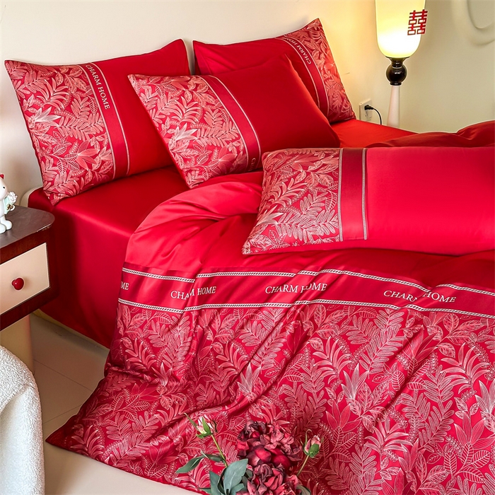 91家纺网 家纺一手货源 找家纺 笙意家纺2025新款水洗冰丝婚庆四件套 永恒之恋