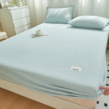 寐绸家纺 2025新款纯棉华夫格床笠 纯棉华夫格床笠-天蓝
