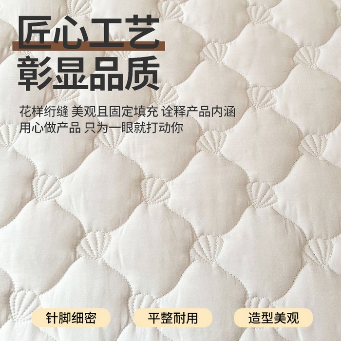91家纺网 家纺一手货源 找家纺 （总）笠裙2025新款纯棉防水隔尿夹棉加厚床裙-贝壳系列
