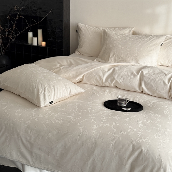 91家纺网 家纺一手货源 找家纺 （总）鹿班家居 2025春夏新款云感超柔厚织提花浮雕系列四件套-梦境卷尾（标准会员-20元）