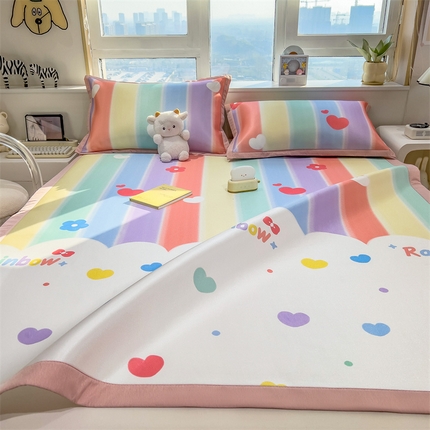 兄弟坊 2025新款数码小清新印花冰丝席 缤纷彩虹