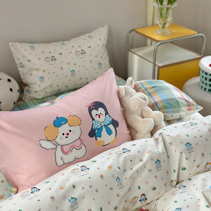 91家纺网 家纺一手货源 找家纺 时年家纺 2025新款全棉数码趣味系列3.0 四件套 快乐宠物