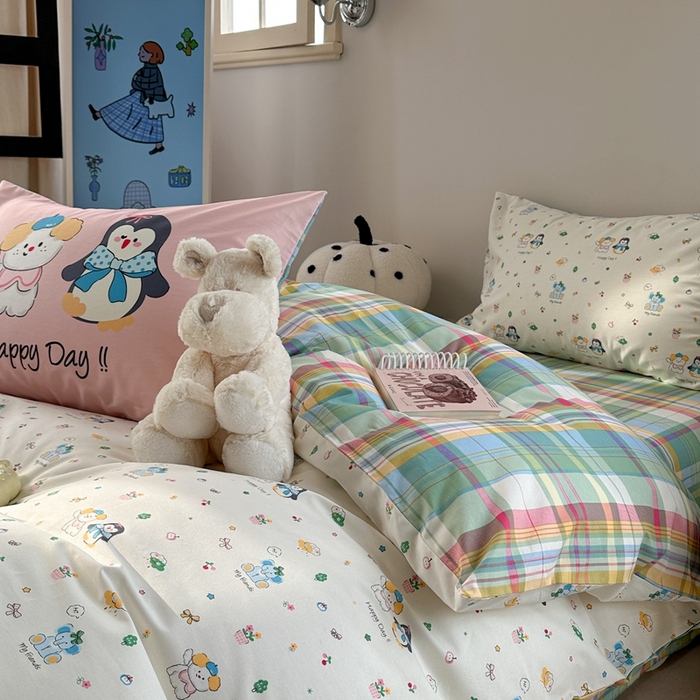 91家纺网 家纺一手货源 找家纺 时年家纺 2025新款全棉数码趣味系列3.0 四件套 快乐宠物