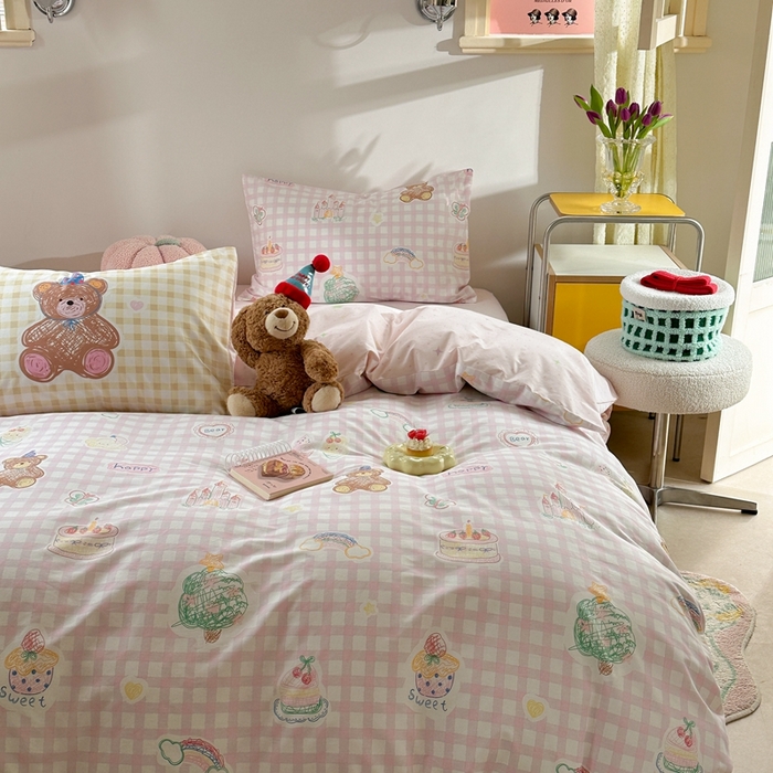 91家纺网 家纺一手货源 找家纺 时年家纺 2025新款全棉数码趣味系列3.0 四件套 彩虹甜心