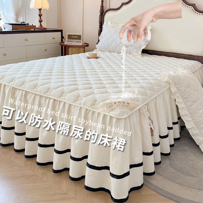 91家纺网 家纺一手货源 找家纺 （总）笠裙2025新款纯棉防水隔尿夹棉加厚床裙-贝壳系列