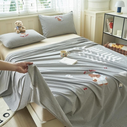 91家纺网 家纺一手货源 找家纺 （总）寐绸家纺 2025新款纯棉色织水洗棉微米格单床单