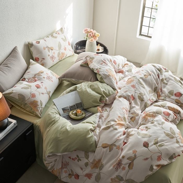 91家纺网 家纺一手货源 找家纺 时年家纺 2025零汗纱™数码印花系列套件 绿野漫屿