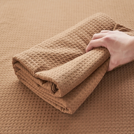 寐绸家纺 2025新款纯棉华夫格床单 纯棉华夫格床单-焦糖