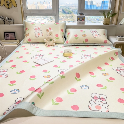 兄弟坊 2025新款数码小清新印花冰丝席 小花兔兔