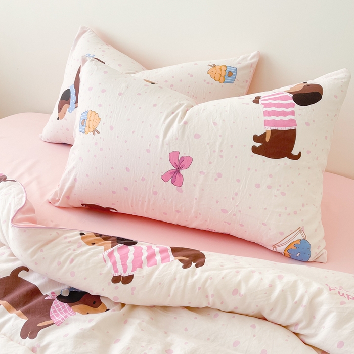 91家纺网 家纺一手货源 找家纺 宜家坊 2025新款水洗棉糯小棉夏被夏被四件套四季被春秋被单人学生双人被子被芯 腊肠狗