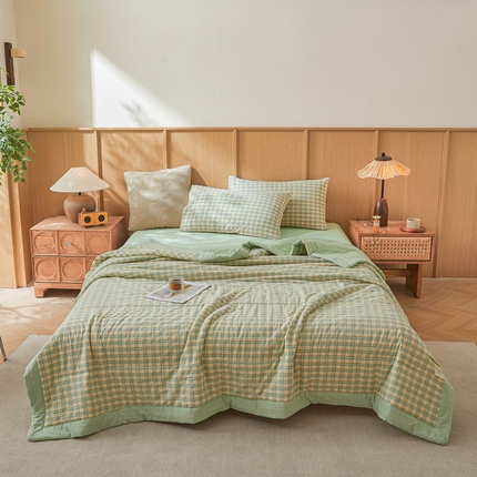 猎鹿人家纺 A类水洗棉新疆棉花夏被 夏洛特绿