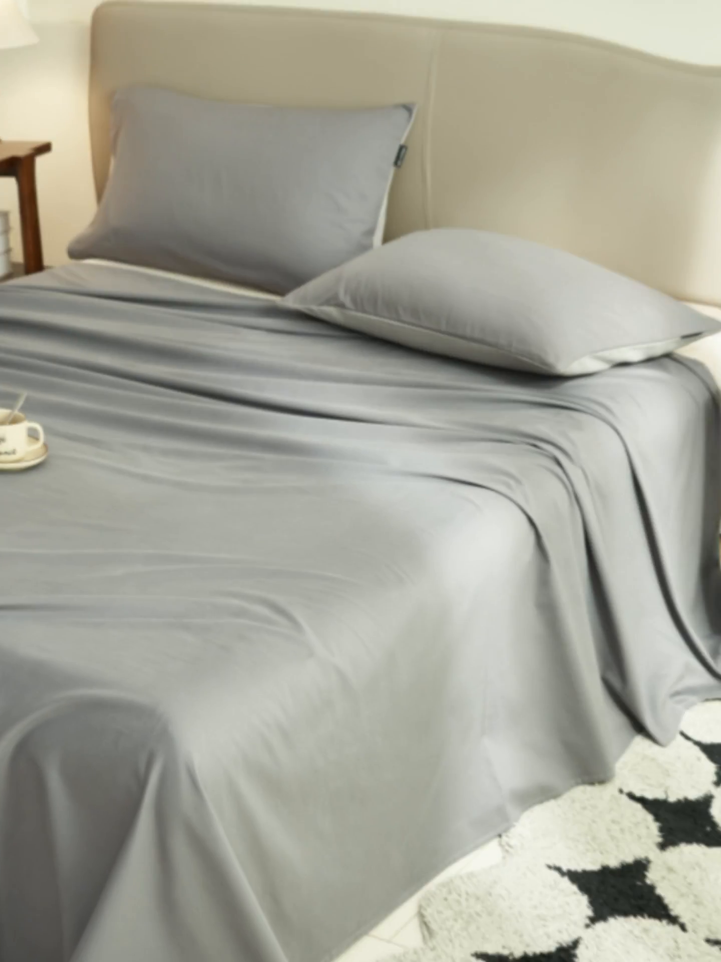 91家纺网 家纺一手货源 找家纺 寐绸家纺 2025新款纯棉13372水洗棉单床单 纯色床单-宝藏灰