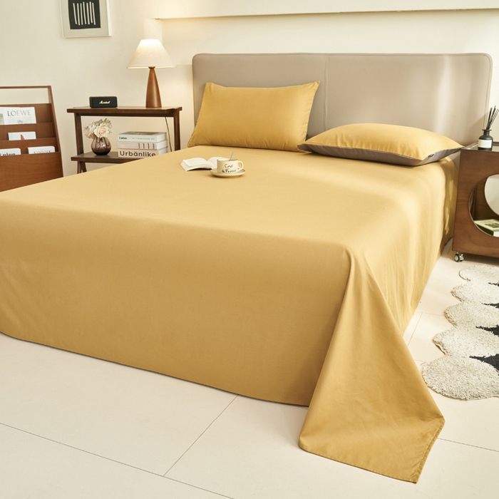 91家纺网 家纺一手货源 找家纺 寐绸家纺 2025新款纯棉13372水洗棉单床单 纯色床单-暗木幽香