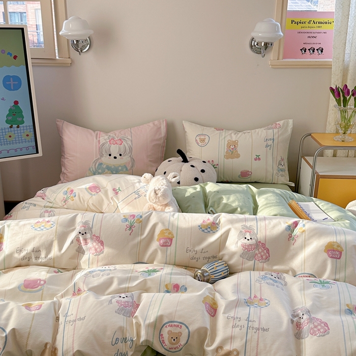 91家纺网 家纺一手货源 找家纺 时年家纺 2025新款全棉数码趣味系列3.0 四件套 甜点乐园