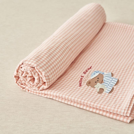 寐绸家纺 2025新款纯棉色织水洗棉微米格单床笠 微米格床笠-浅粉