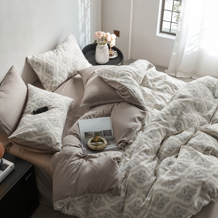 91家纺网 家纺一手货源 找家纺 时年家纺 2025零汗纱™数码印花系列套件 花边情诗